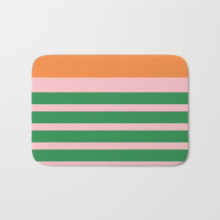 Mixed Stripe Pattern in Green, Pink, and Orange Bath Mat Gallery Image 1