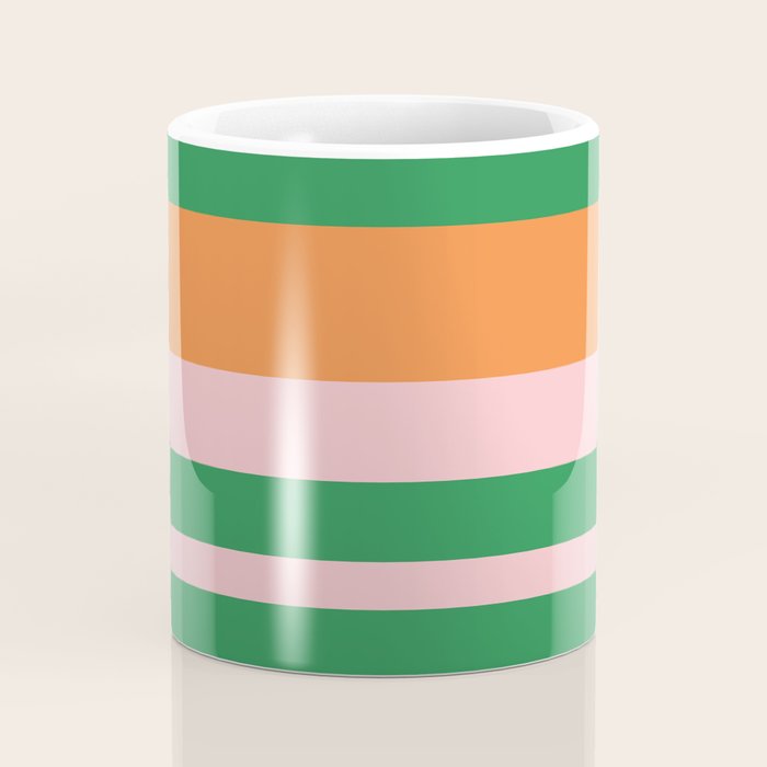 Mixed Stripe Pattern in Green, Pink, and Orange Coffee Mug Gallery Image 4