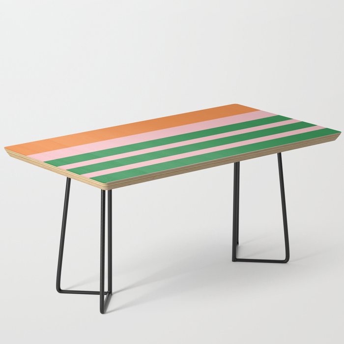 Mixed Stripe Pattern in Green, Pink, and Orange Coffee Table Gallery Image 1