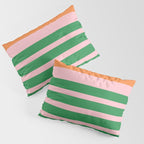 Mixed Stripe Pattern in Green, Pink, and Orange Pillow Sham Gallery Image 3