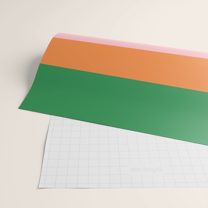 Mixed Stripe Pattern in Green, Pink, and Orange Wrapping Paper Gallery Image 2
