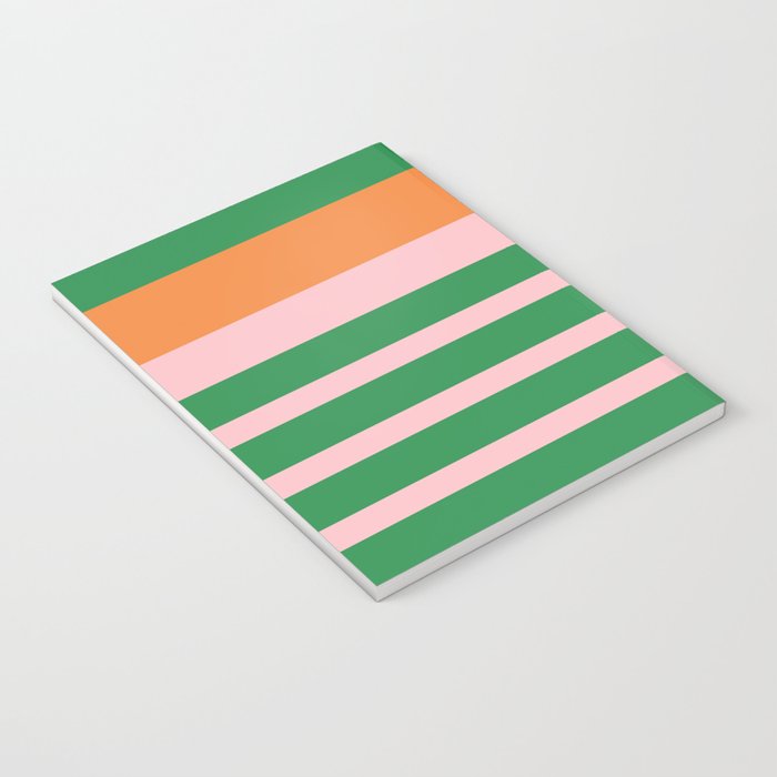 Mixed Stripe Pattern in Green, Pink, and Orange Notebook Gallery Image 3