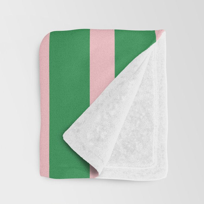 Mixed Stripe Pattern in Green, Pink, and Orange Throw Blanket Gallery Image 3