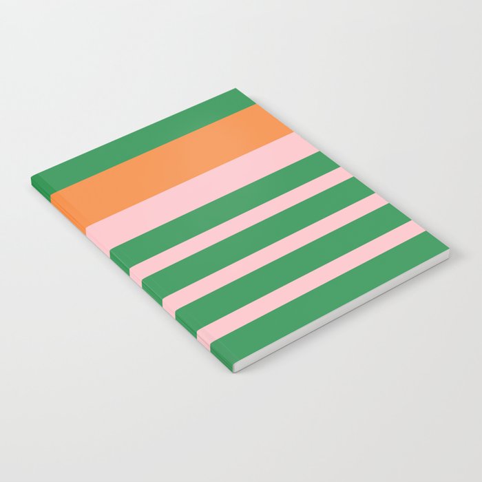 Mixed Stripe Pattern in Green, Pink, and Orange Notebook Gallery Image 1