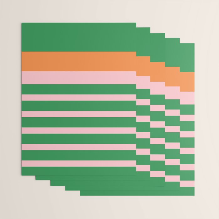 Mixed Stripe Pattern in Green, Pink, and Orange Wrapping Paper Gallery Image 3