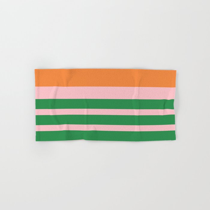 Mixed Stripe Pattern in Green, Pink, and Orange Bath Towel Gallery Image 1