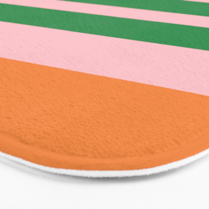 Mixed Stripe Pattern in Green, Pink, and Orange Bath Mat Gallery Image 3