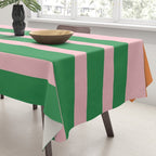 Mixed Stripe Pattern in Green, Pink, and Orange Tablecloth Gallery Image 3