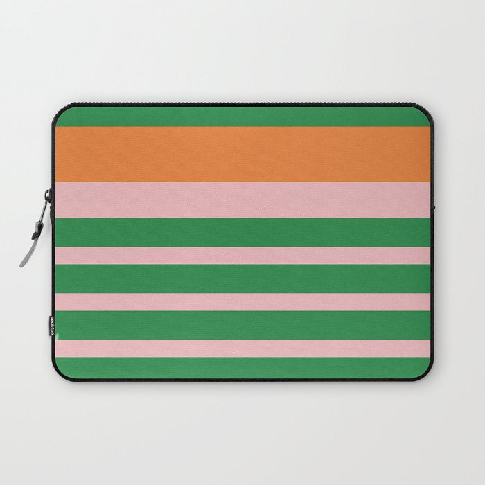 Mixed Stripe Pattern in Green, Pink, and Orange Laptop Sleeve Gallery Image 1