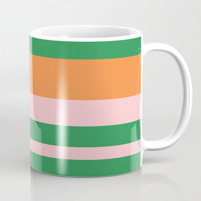Mixed Stripe Pattern in Green, Pink, and Orange Coffee Mug Gallery Image 1