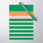 Mixed Stripe Pattern in Green, Pink, and Orange Wrapping Paper Gallery Image 1