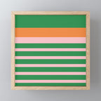 Mixed Stripe Pattern in Green, Pink, and Orange Mini Art Print Gallery Image 1