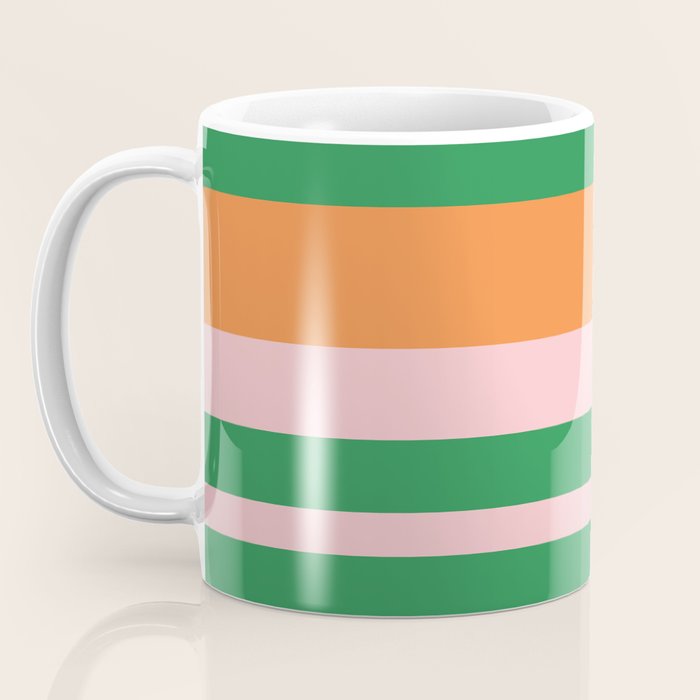 Mixed Stripe Pattern in Green, Pink, and Orange Coffee Mug Gallery Image 3