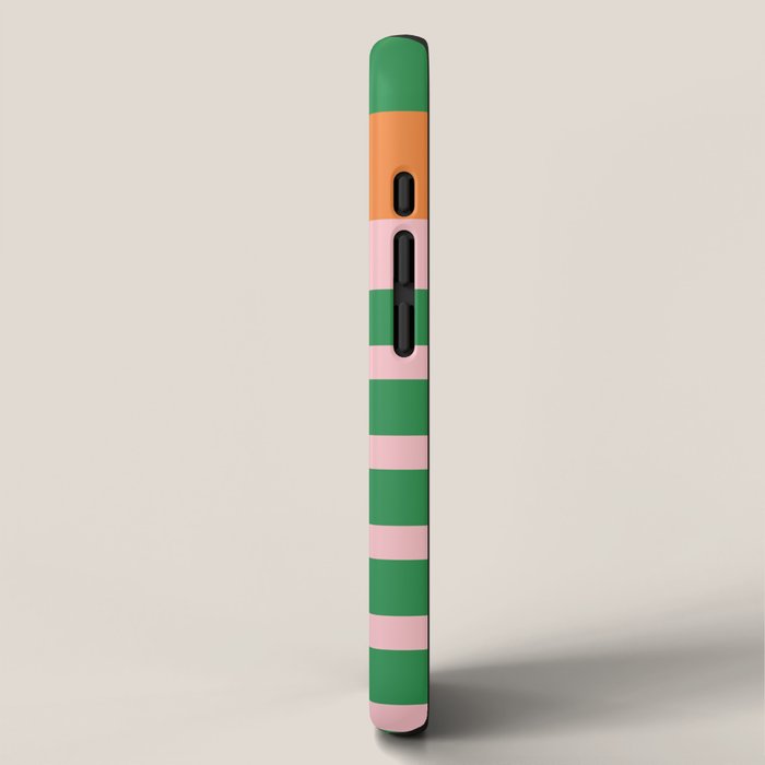 Mixed Stripe Pattern in Green, Pink, and Orange iPhone Case Gallery Image 2