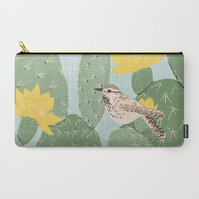 Prickly Pear with Wrens  Carry All Pouch Gallery Image 2