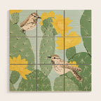 Prickly Pear with Wrens  Wood Wall Art Gallery Image 1