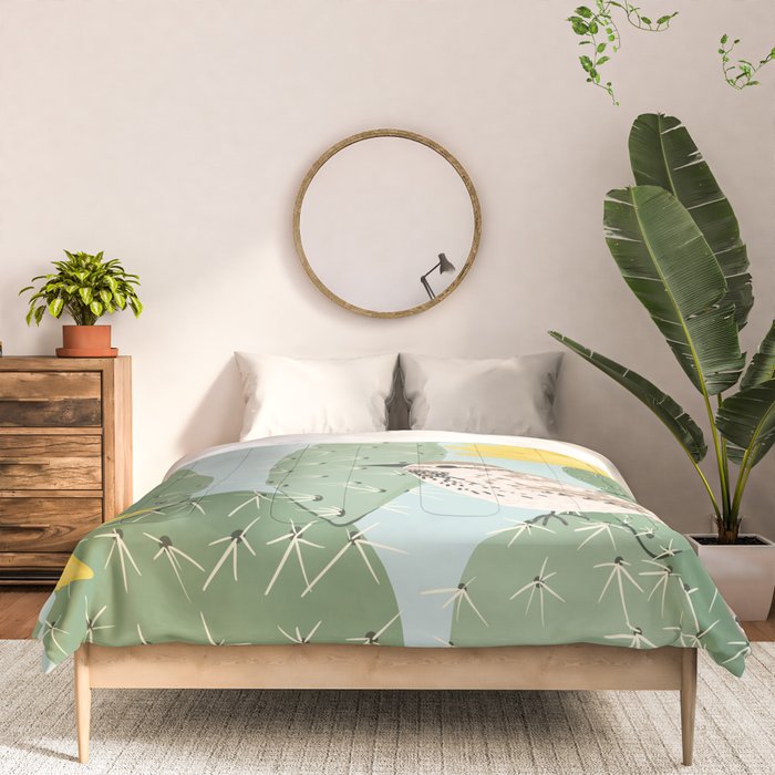 Prickly Pear with Wrens  Comforter Gallery Image 3