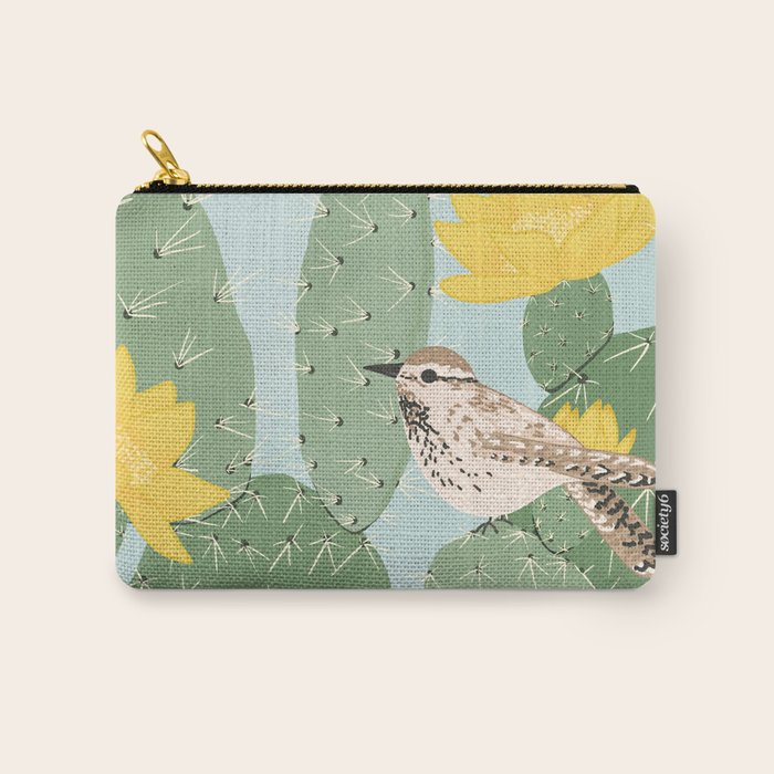 Prickly Pear with Wrens  Carry All Pouch Gallery Image 1