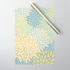 Elegant Blooms: Modern Floral Art in Soft Yellow and Teal Wrapping Paper Gallery Image 1
