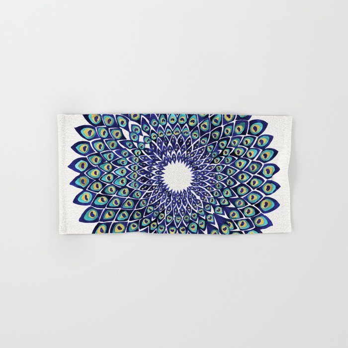 Peacock Mandala - Navy & Gold Bath Towel Gallery Image 1