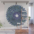 Peacock Mandala - Navy & Gold Wall Mural Gallery Image 1