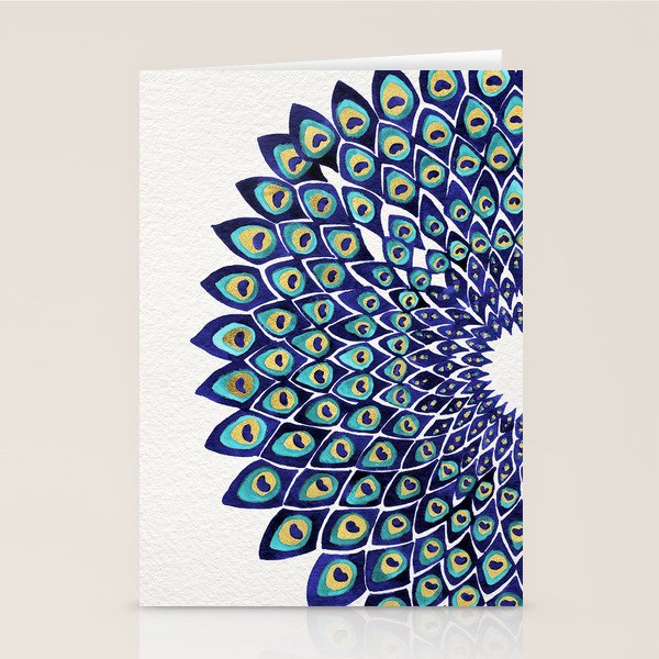 Peacock Mandala - Navy & Gold Stationery Card Gallery Image 1
