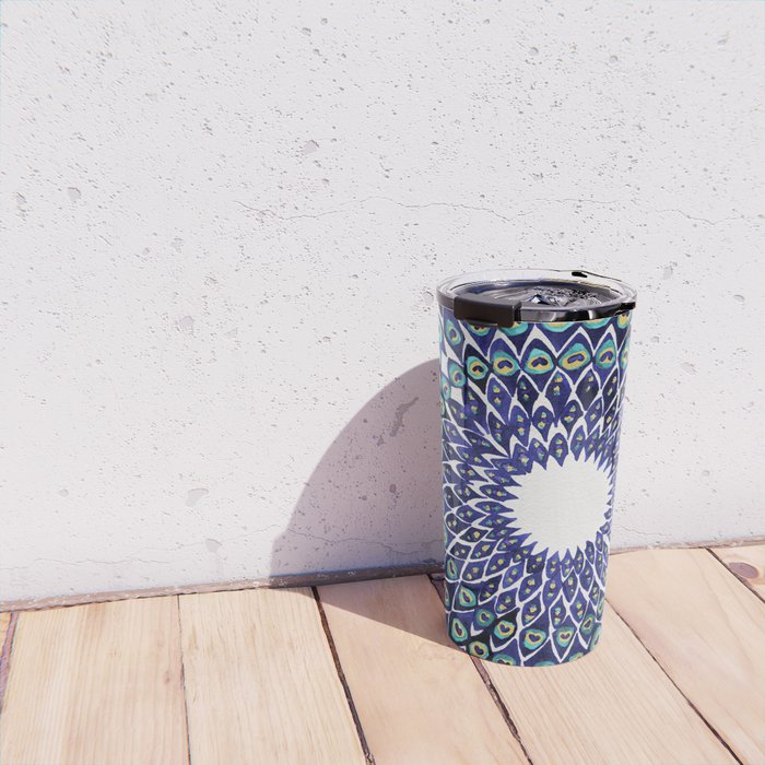 Peacock Mandala - Navy & Gold Travel Mug Gallery Image 4