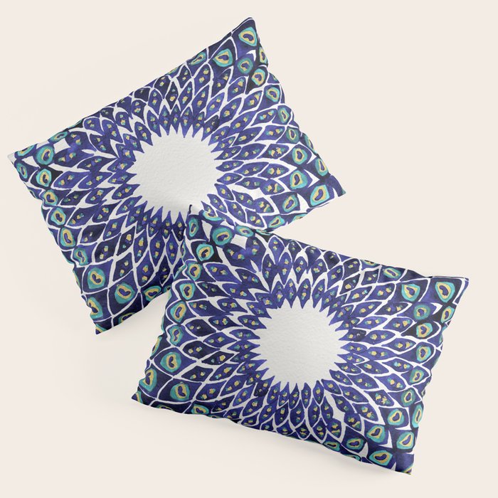 Peacock Mandala - Navy & Gold Pillow Sham Gallery Image 3