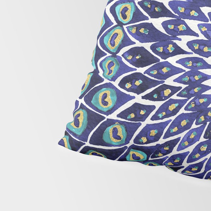 Peacock Mandala - Navy & Gold Pillow Sham Gallery Image 4
