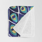 Peacock Mandala - Navy & Gold Throw Blanket Gallery Image 3