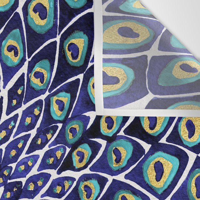 Peacock Mandala - Navy & Gold Wall Tapestry Gallery Image 3