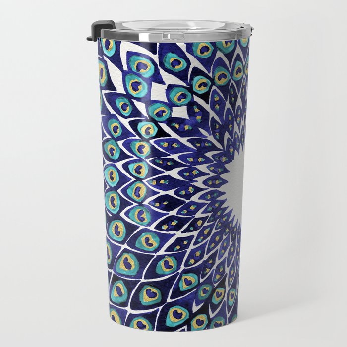 Peacock Mandala - Navy & Gold Travel Mug Gallery Image 3