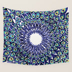 Peacock Mandala - Navy & Gold Wall Tapestry Gallery Image 4