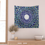 Peacock Mandala - Navy & Gold Wall Tapestry Gallery Image 2