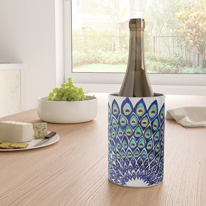 Peacock Mandala - Navy & Gold Wine Chiller Gallery Image 4