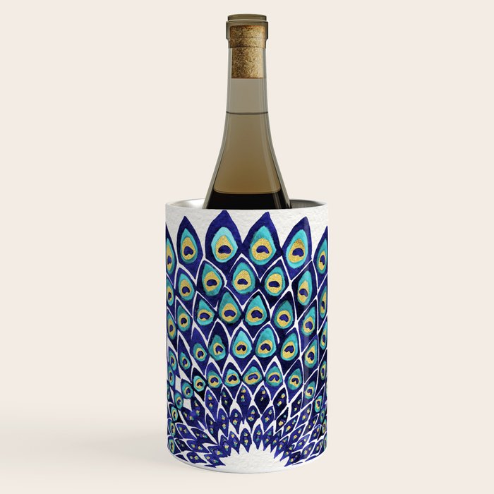Peacock Mandala - Navy & Gold Wine Chiller Gallery Image 1