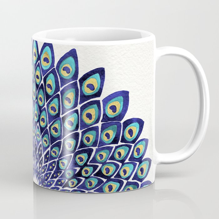 Peacock Mandala - Navy & Gold Coffee Mug Gallery Image 1