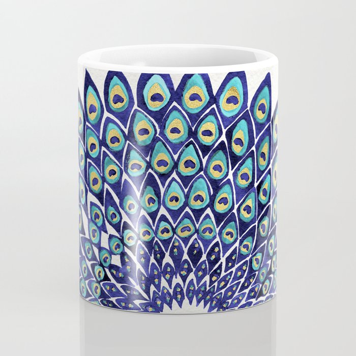 Peacock Mandala - Navy & Gold Coffee Mug Gallery Image 4