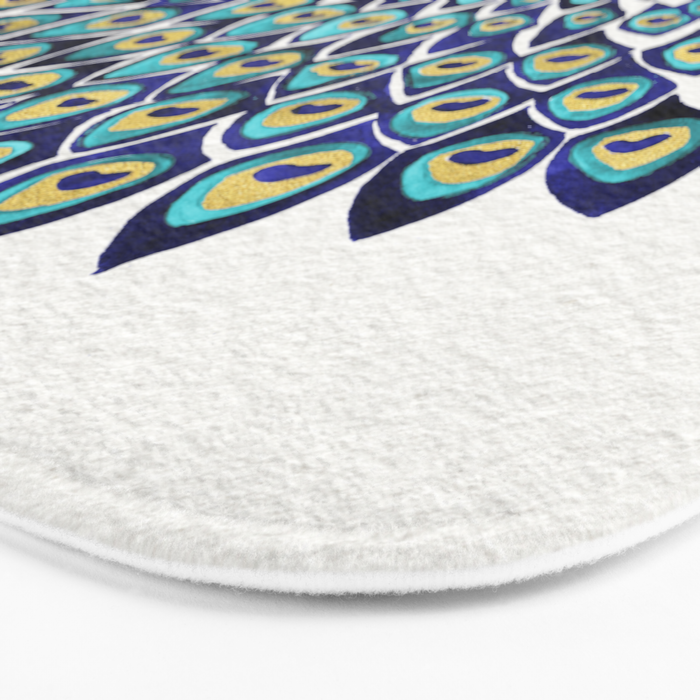 Peacock Mandala - Navy & Gold Bath Mat Gallery Image 3