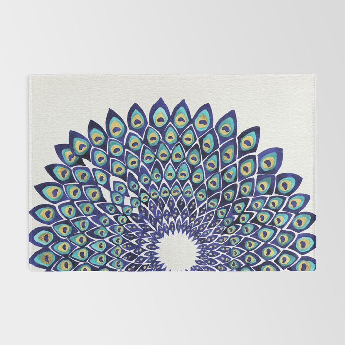 Peacock Mandala - Navy & Gold Rug Gallery Image 2
