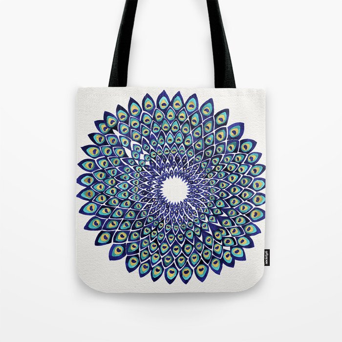 Peacock Mandala - Navy & Gold Tote Bag Gallery Image 1