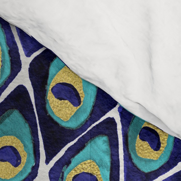Peacock Mandala - Navy & Gold Comforter Gallery Image 4