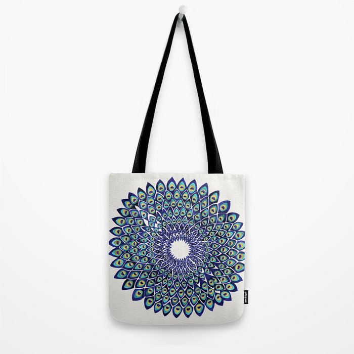 Peacock Mandala - Navy & Gold Tote Bag Gallery Image 2