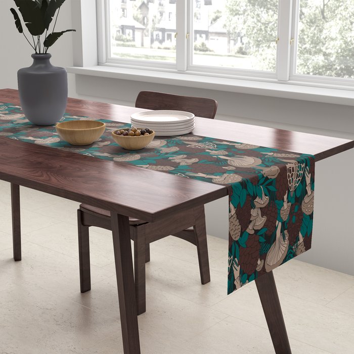Moody Mushrooms and Pinecones Table Runner Gallery Image 2