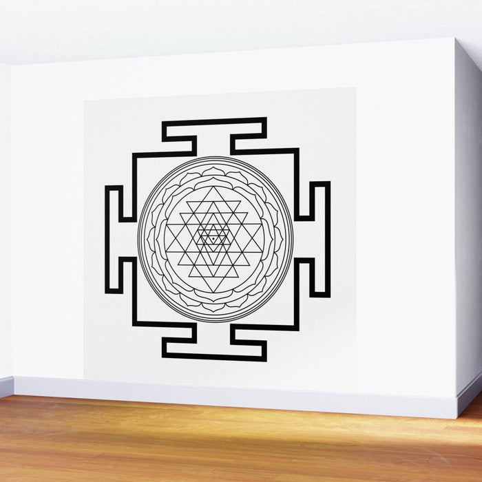 Shri Yantra in black and white Wall Mural Gallery Image 2