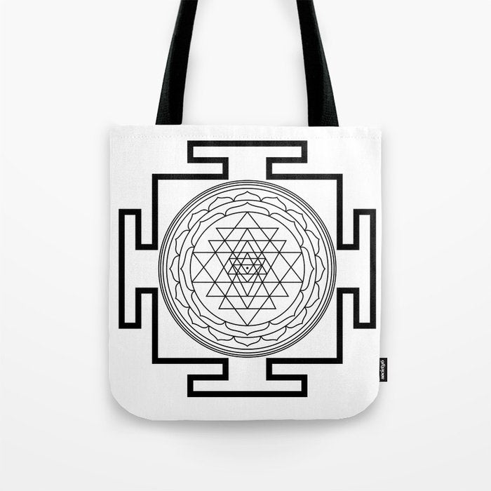 Shri Yantra in black and white Tote Bag Gallery Image 1