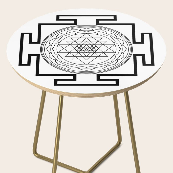 Shri Yantra in black and white Side Table Gallery Image 2