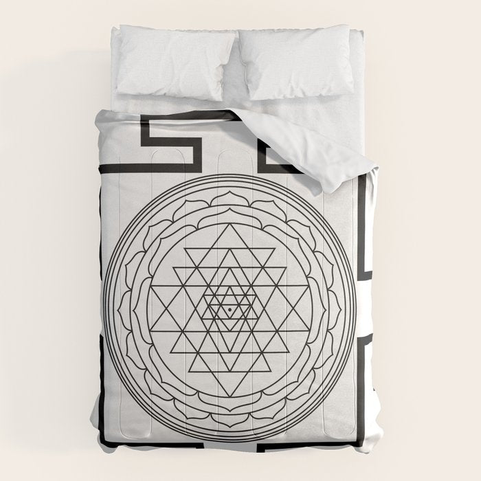 Shri Yantra in black and white Comforter Gallery Image 6