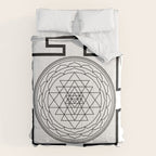 Shri Yantra in black and white Comforter Gallery Image 6
