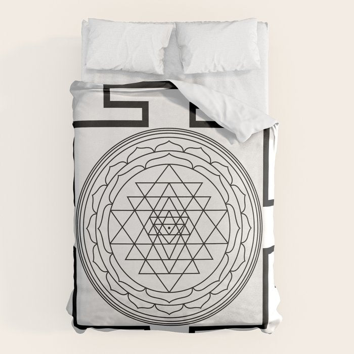 Shri Yantra in black and white Duvet Cover Gallery Image 6